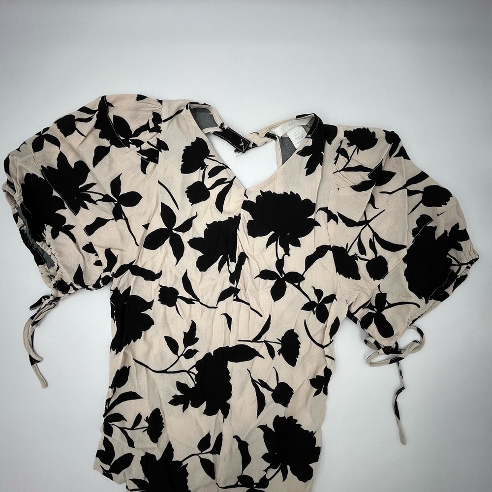 H&M Black Floral on Cream Blouse